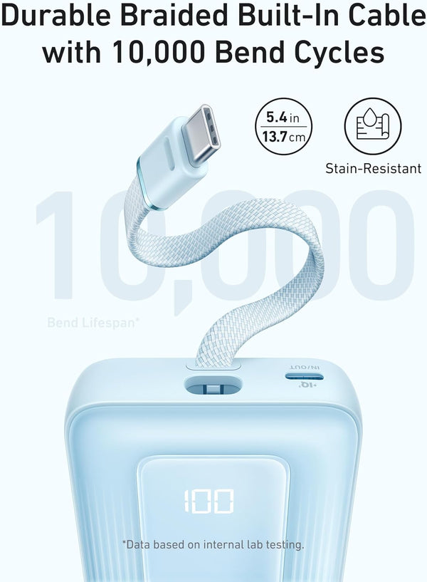Anker Portable Charger, 10,000mAh 30W Power Bank, USB-C in and Out Fast Charging Battery Pack, Travel Essential Phone Power Bank, for iPhone 17/16, Galaxy and More (Black, 10000.00, Milliamp Hours)