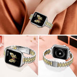 MioHHR Slim Metal Band Compatible with Apple Watch Band 42mm(Series 11 10) 41mm(Series 9 8 7) 40mm(Series 6 5 4 SE3/2/1) 38mm(Series 3 2 1),Stainless Steel iWatch Bands for Women,Silver/Gold