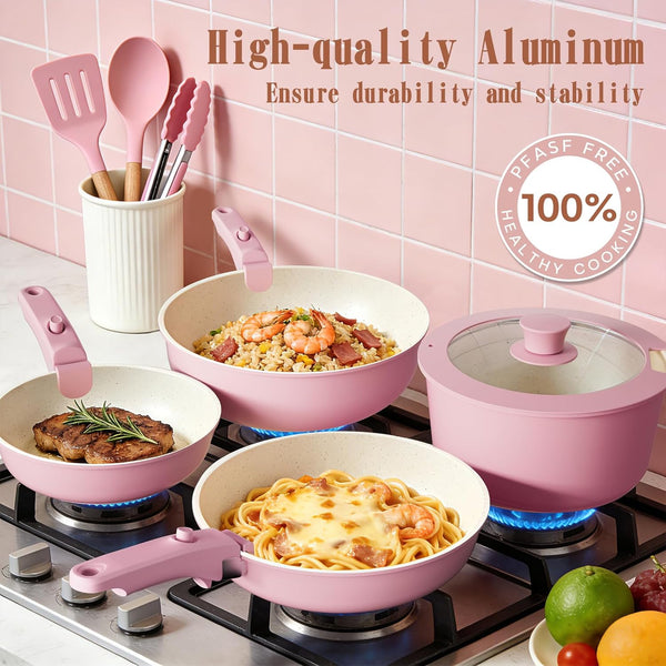 Umite Chef 21-Piece Non-Stick Ceramic Cookware Set with Detachable Handles