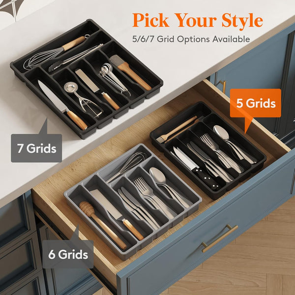 Lifewit Silverware Drawer Organizer Tray for Kitchen Utensil Storage
