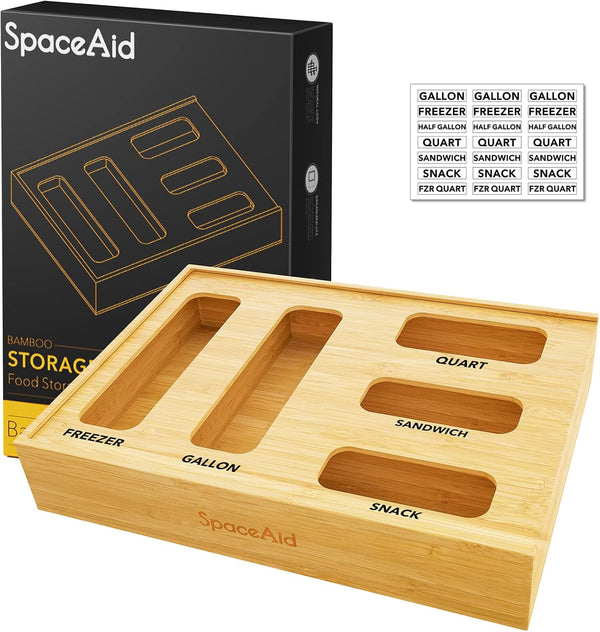 Bamboo Bag Storage Organizer for Kitchen Drawer