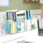 Clear Plastic 5-Compartment Organizer for Makeup and Office Supplies Made in USA