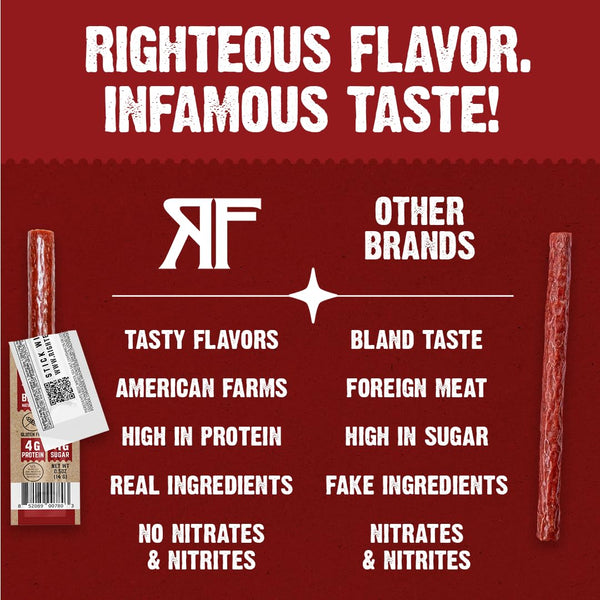 Righteous Felon Mini Meat Sticks, 100% Grass-Fed Beef, 24 Count