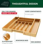Luxury Bamboo Kitchen Drawer Organizer with Adjustable Storage