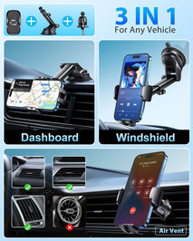 Universal Car Phone Holder with 360° Suction Cup and Adjustable Angle