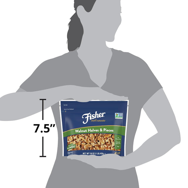 Fisher Chef's Naturals Walnut Halves & Pieces 16 oz for Baking and Cooking
