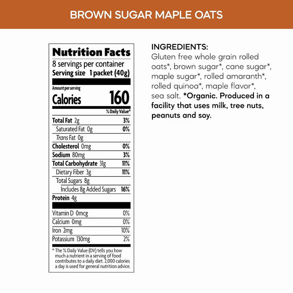 Nature's Path Organic Brown Sugar Maple Instant Oatmeal, 11.3 oz (Pack of 6), Gluten Free, Non-GMO