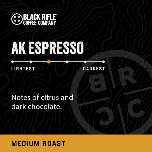 Black Rifle Coffee Company AK Espresso, 50 Count, Medium Roast K Cups