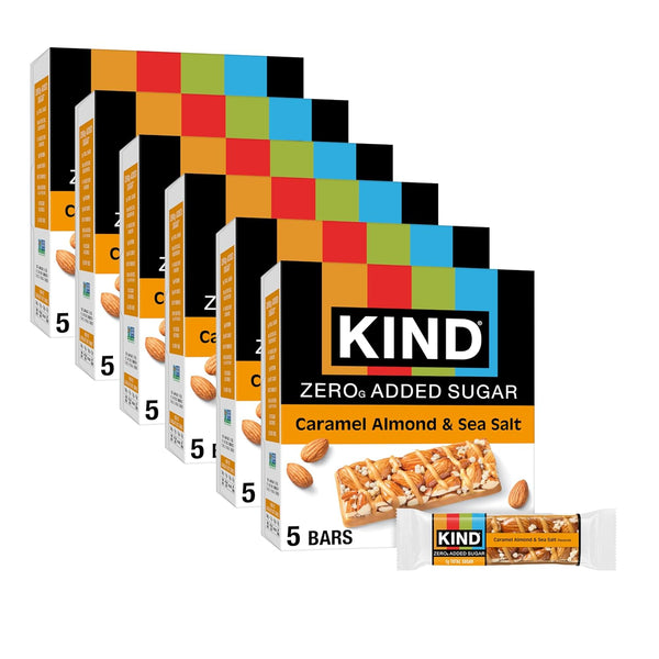 Kind Zero Added Sugar Snacks Bars, Dark Chocolate Nuts & Sea Salt, Gluten Free, High Fiber, Keto Snacks, 5g Protein, 5 Count
