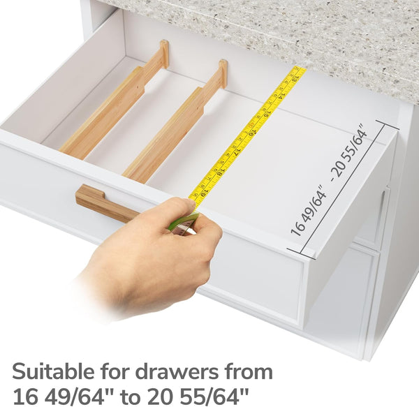 Bamboo drawer dividers for standard 16.6"-22" kitchen drawers, set of 4