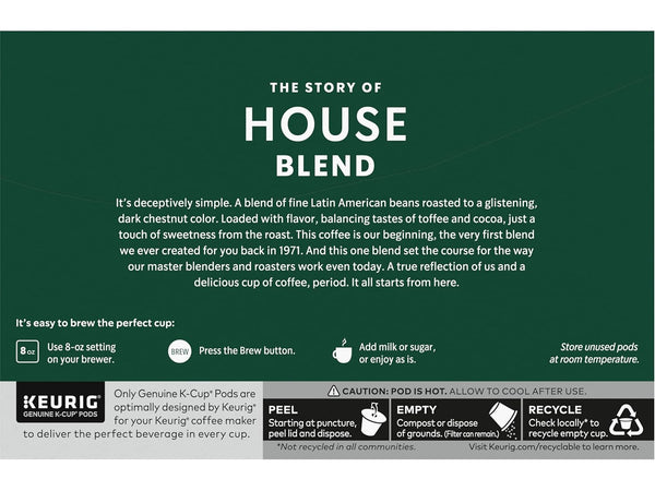 Starbucks House Blend Coffee K-Cup Pods, medium roast Arabica coffee, 10-count, 2-box pack