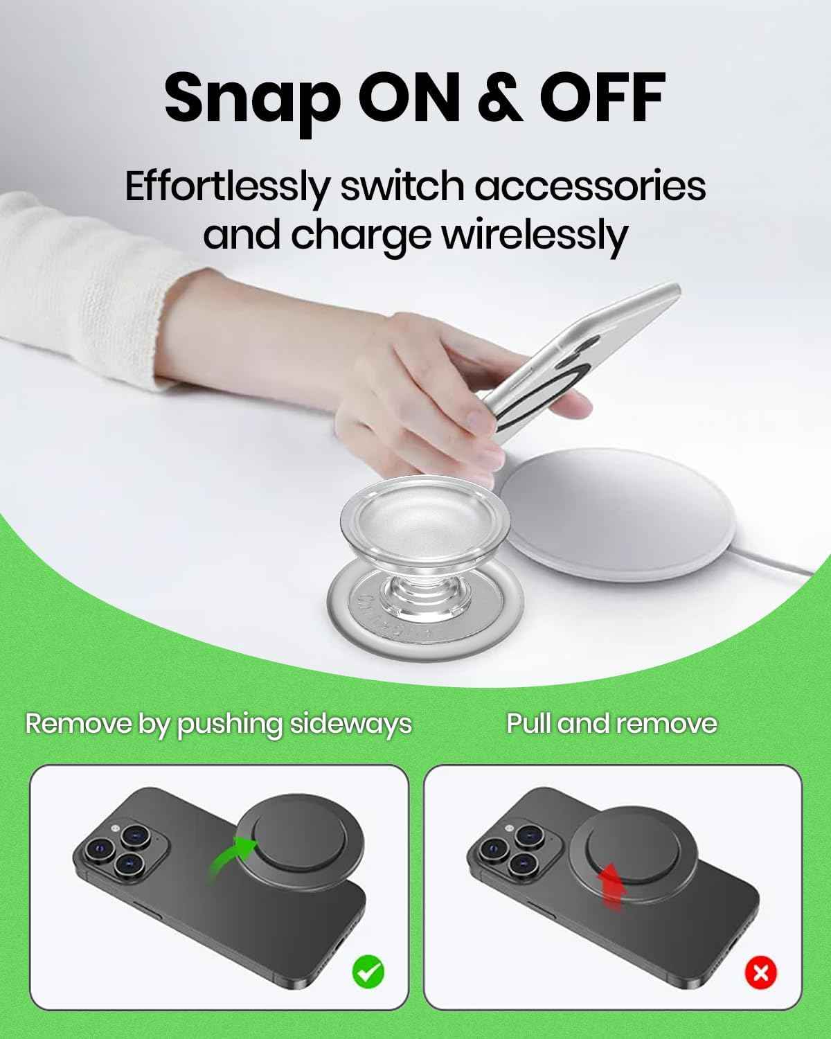 OnTheGrip Compatible with Magsafe Cute Cubic Diamond Heart Shape Design Collapsible Mobile Phone Grip Stand Holder for Smartphone Tablet Cell Phone Accessory (Gold Small)