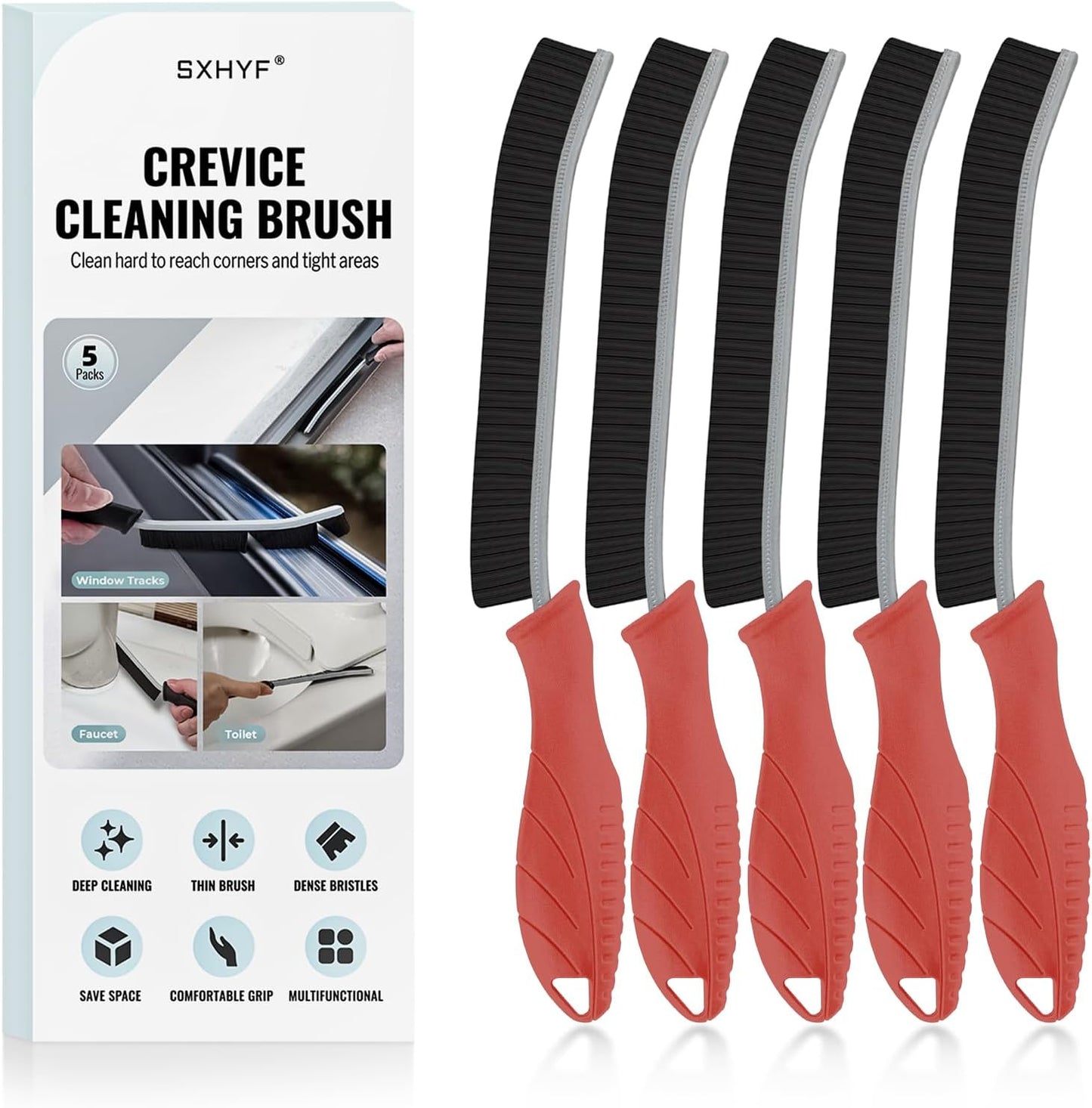SXhyf Crevice Cleaning Brush – Hard Bristle Grout Scrub Brush for Bathroom, Kitchen & Household Cleaning