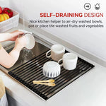 Silicone Wrapped Over The Sink Dish Drying Rack for Kitchen