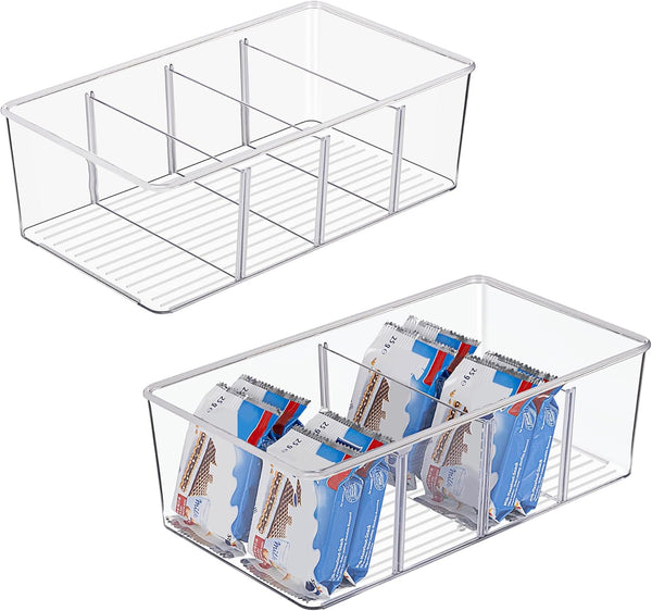 Clear Plastic Food Storage Organizer Bins for Pantry and Kitchen