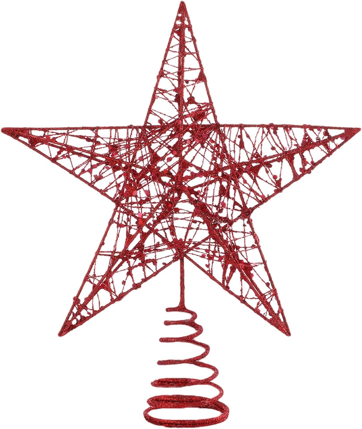 Christmas Tree Topper – Glitter Gold Hollow Star for Xmas Tree Decoration, Sparkling Treetop Ornament for Holiday Decor