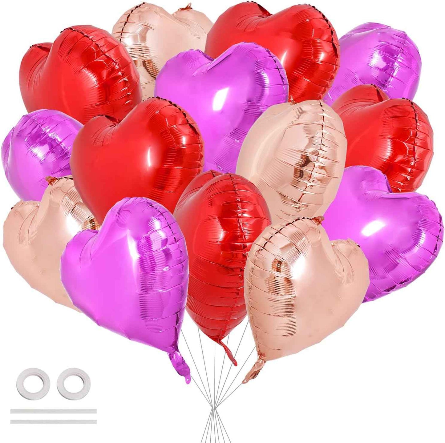 TONIFUL 30Pcs 18 Inch Red Heart Balloons Valentine’s Day Heart Shape Foil Mylar Balloons Decoration for Romantic Valentine's Day Wedding Bridal Shower Anniversary Engagement Party Supplies