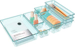 16 PCS Drawer Organizer Set, 5 Varied Size Bathroom and kitchen Drawer cabinet organizer Trays, Clear Storage Bins for Makeup, Jewelry, Utensils and Gadgets