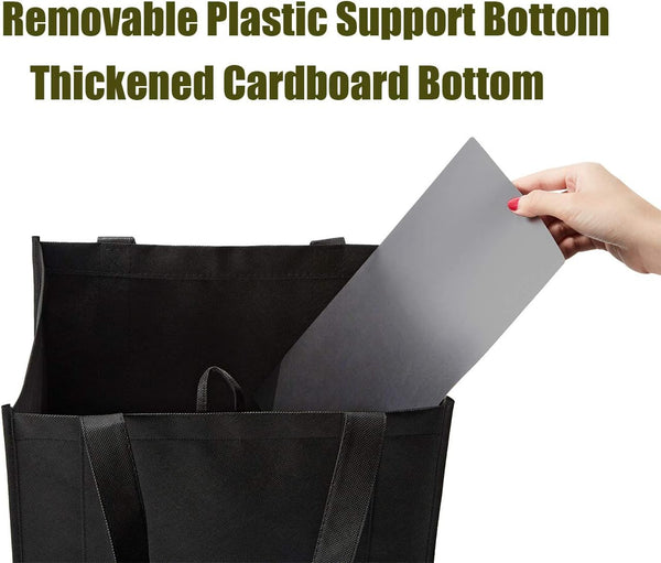 NERUB 10 Pack Reusable Reinforced Handle Grocery Bags - Heavy Duty Large Shopping Totes with Thick Plastic Bottom can hold 40 lbs