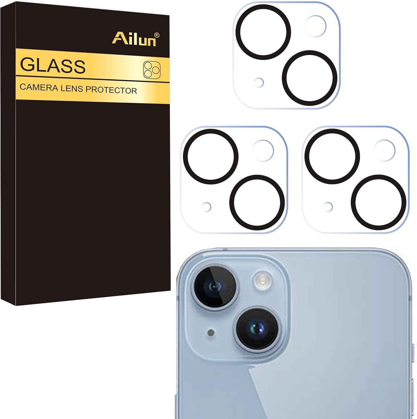 Ailun 3 Pack Camera Lens Protector for iPhone 16 Pro / 14 Pro & iPhone 16 Pro Max / 14 Pro Max,Tempered Glass,9H Hardness,Anti-Scratch,Case Friendly[Does not Affect Night Shots]