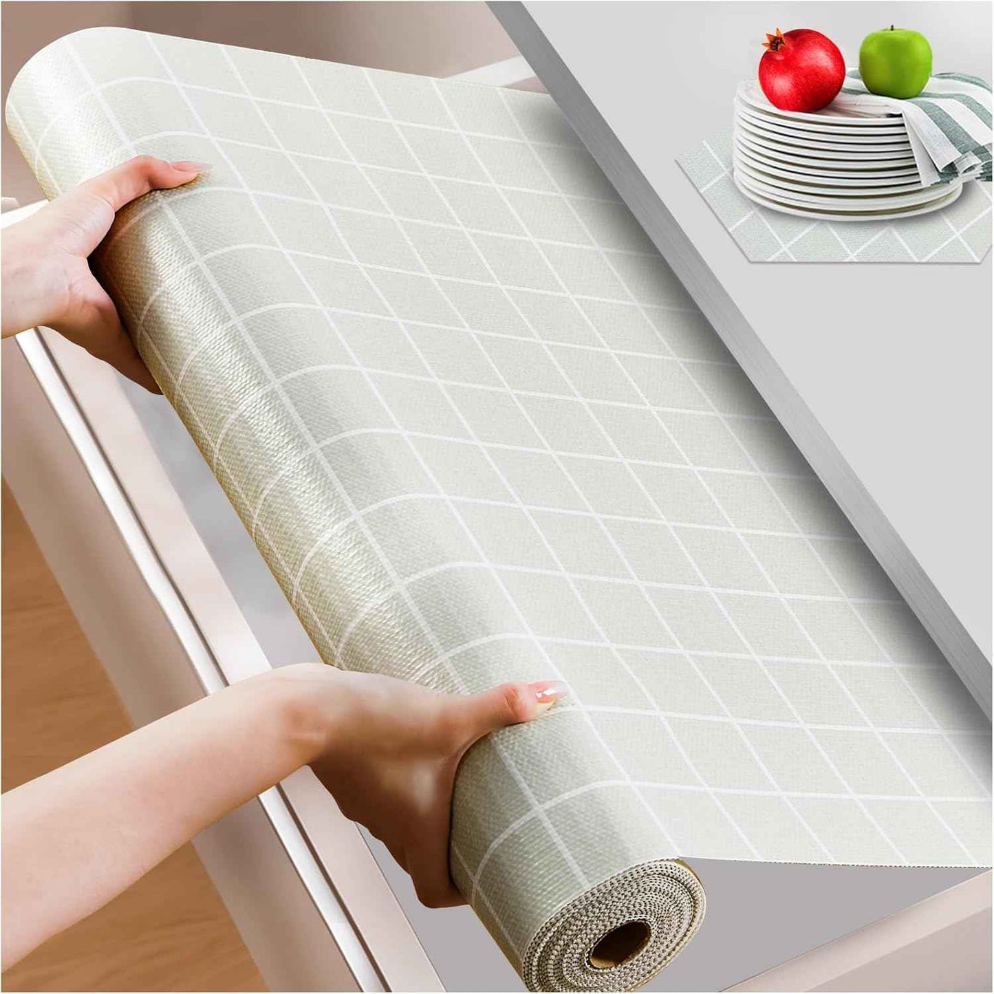 Beautysaid Shelf and Drawer Liner for Kitchen Cabinet, Non Adhesive Non Slip Shelf Paper Waterproof Washable Thickened for Dresser Pantry Shelve Bathroom Protector Liner(White,12 in x 10 FT)