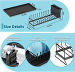 Compact Dish Drying Rack for Kitchen Counter with Silicone Mat
