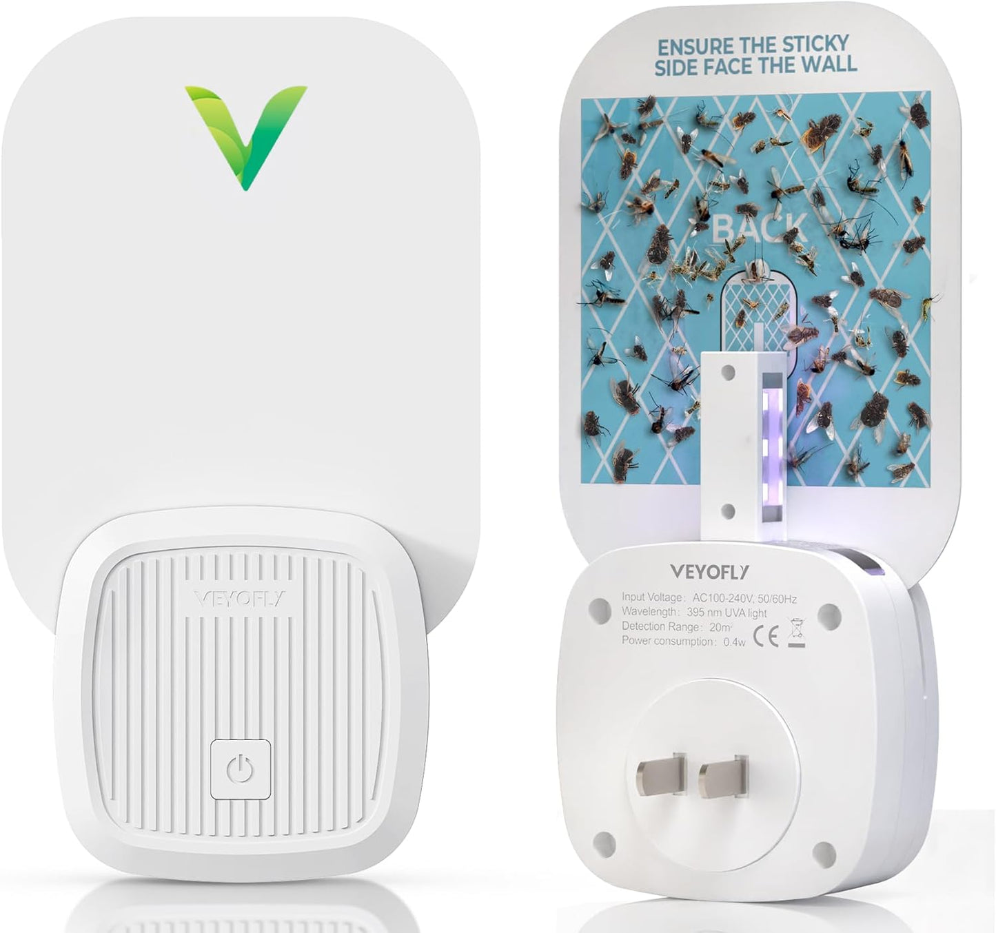 VEYOFLY Fly Catcher Indoor, Fly Trap Indoor, (1 Device + 3 Refills) Fruit Fly Traps for Indoors, Gnat Traps for House Indoor, Bug Killer, Fly Trap, Plug in Light Flying Insect Trap