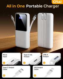 Portable Charger Power Bank, 50% Larger Capacity 15000mAh Battery Pack with Built in Cable, 22.5W Fast Charging Travel Camping Essential Powerbank for iPhone 17 16 Pro iPad Samsung S26 Google etc