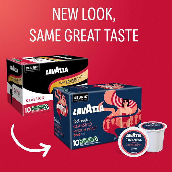 Lavazza Dolcevita Classico single-serve coffee pods for Keurig K-cup machines, medium roast, 60-count box