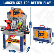 TooyBing Kids Tool Bench Set with Electric Drill and Realistic Tools, Construction Workbench Playset Toy for Toddler 3-5, Easy Set up, Kids Boy Toys, Birthday Gifts for Boys Age 3 4 5 Year Old