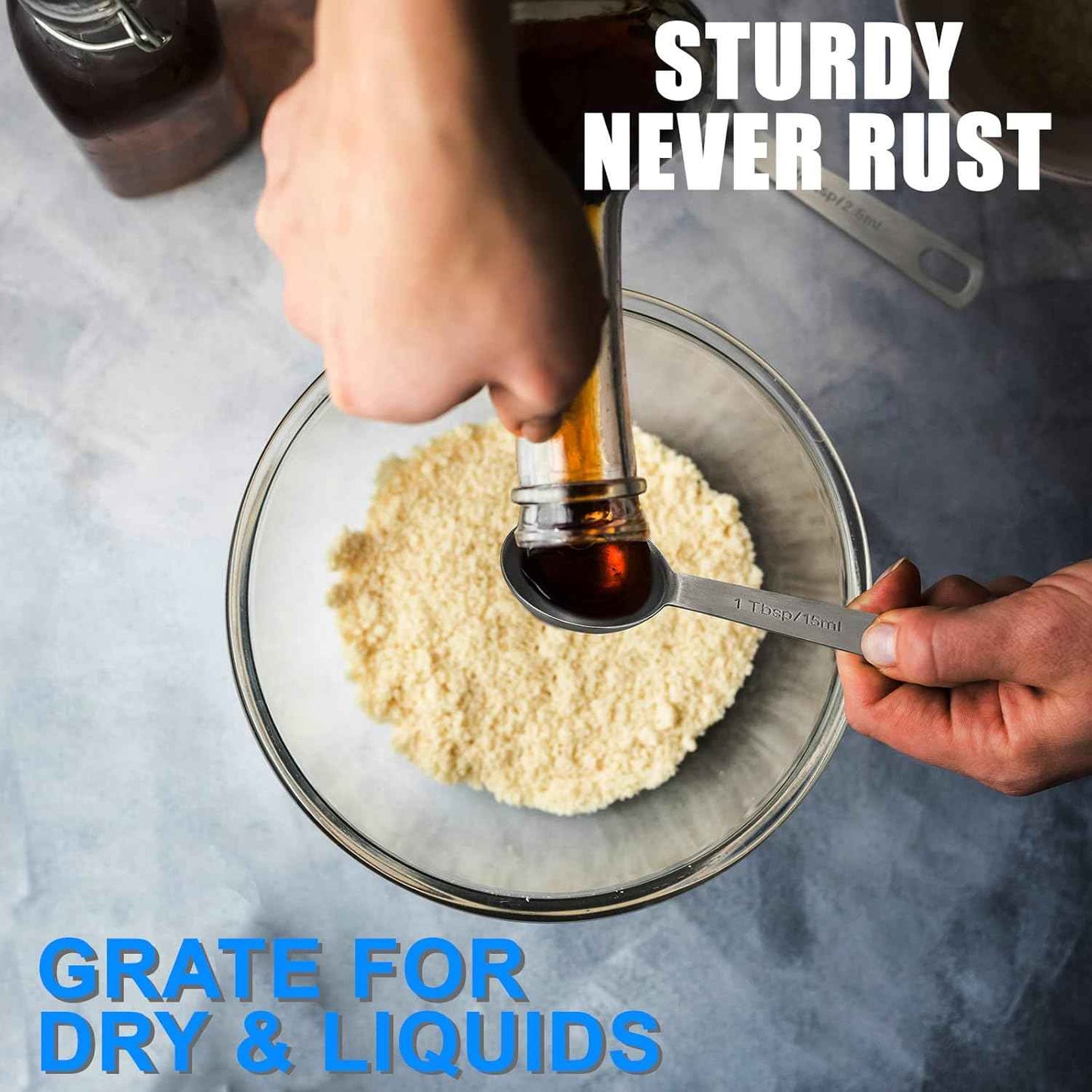 Measuring Spoons, Premium Heavy Duty 18/8 Stainless Steel Measuring Spoons Cups Set, Small Tablespoon with Metric and US Measurements, Set of 6 for Measuring Dry and Liquid Ingredients