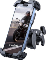 Lamicall Motorcycle Phone Mount, Bike Phone Holder - [Metal Lock] Upgrade Quick Install Bar Clip for Bicycle Scooter, Cell Phone Clamp Gifts for iPhone 17 16 15 Pro Max, Galaxy, 4.7-6.8" Phones