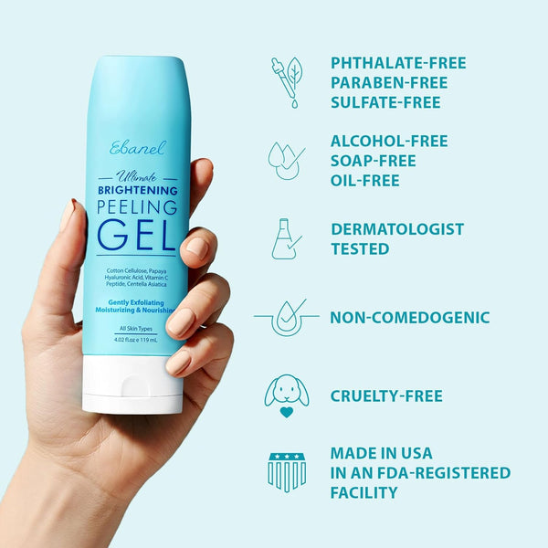 Ebanel exfoliating face scrub peeling gel with centella hyaluronic acid vitamin c & e for brightening moisturizing cleanser