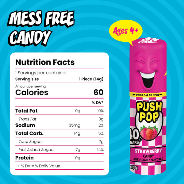 Push Pop Candy Lollipops Variety Pack 24 Count Assorted Fruity Flavors