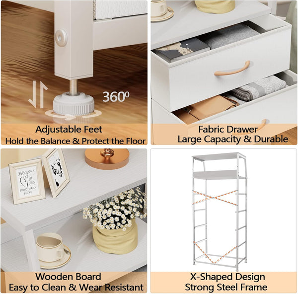 White dresser with 5 drawers for bedroom, hallway, entryway, nursery, closet organizer