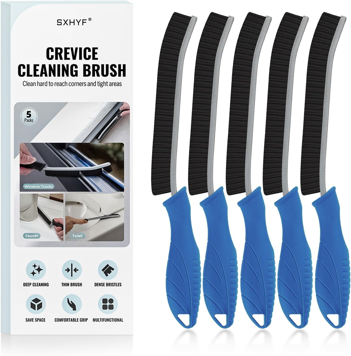 SXhyf Crevice Cleaning Brush – Hard Bristle Grout Scrub Brush for Bathroom, Kitchen & Household Cleaning