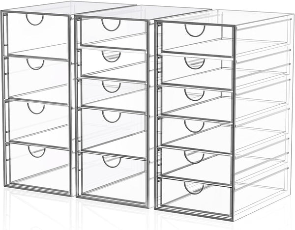 Acrylic Makeup Organizer with 19 Drawers for Bathroom Vanity Desk