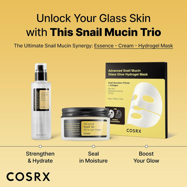 cosrx snail 96 mucin power essence 2ea & retinol 0.1% cream mini sample gift set for glass skin