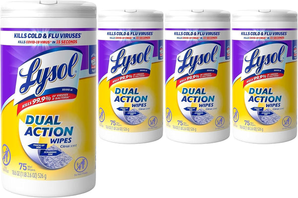 LYSOL Disinfecting Wipes, All Purpose Cleaner, Multi-Surface Antibacterial Cleaning Wipes, Household Cleaning Supplies, Dorm Essentials, Lavender + Mango Scents, 80 ct. (4 Pack)