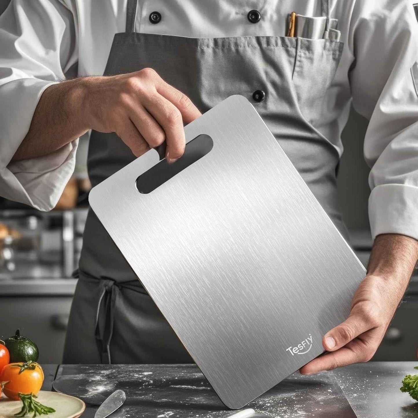 3 Pack Titanium Cutting Board - 100% Pure Titanium Cutting Boards For Kitche,Easy to clean, Double-sided food-grade Cutting Board For Meats, Fruits And Vegetables (M+L+XL)