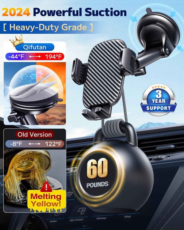 Qifutan Car Phone Holder Mount Phone Mount for Car Windshield Dashboard Air Vent Universal Hands Free Automobile Cell Phone Holder Fit for iPhone Smartphone Camera Mounts