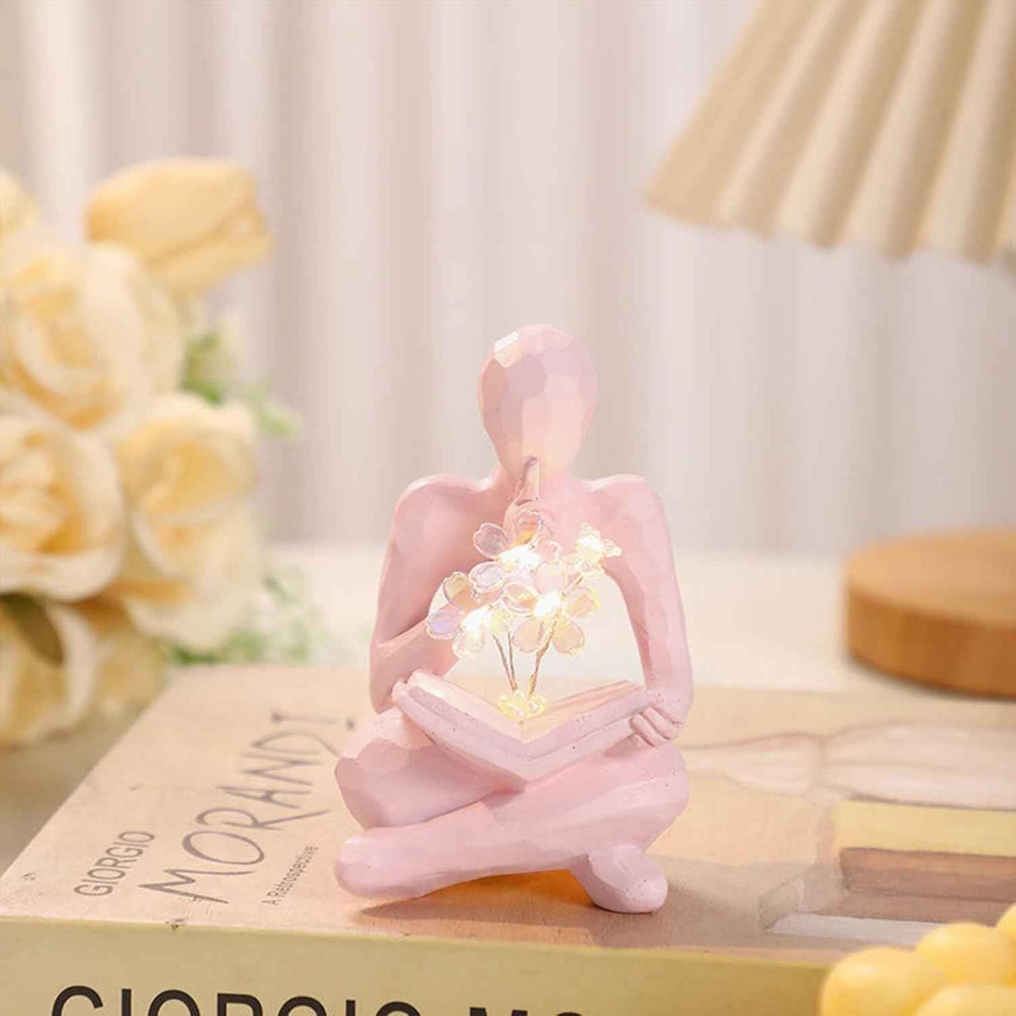 LIYAOLI Tulip Night Light Aesthetic Sculptures Lamp Home Decor Book Shelf Decor Aesthetic,Tulip Lamp Office Decor for Women Desk Cute Night Light