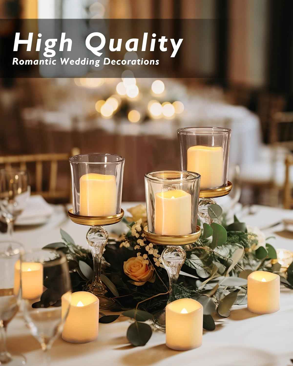 Homemory 24Pack Flickering Flameless Votive Candles,200+Hour Electric Fake Candles,Battery Operated LED Tealight for Wedding,Outdoor,Table,Halloween,Christmas Decor(Warm White,Battery Included)