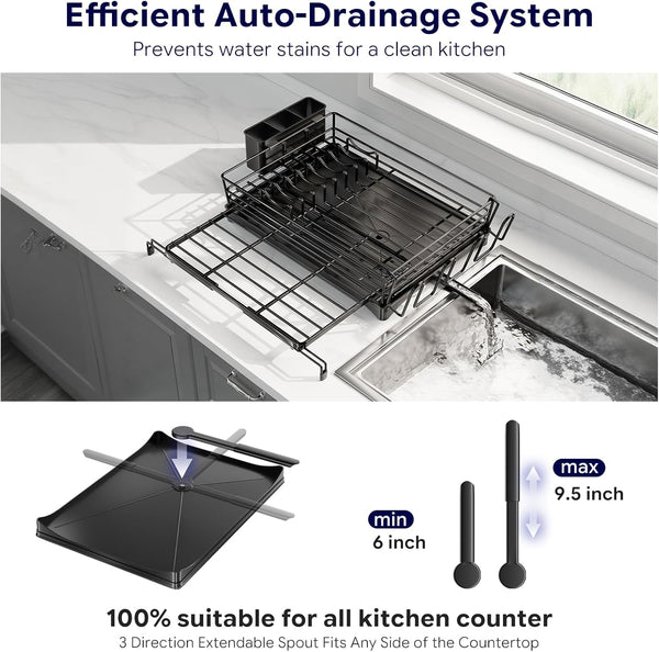 Expandable Dish Drying Rack for Kitchen Counter