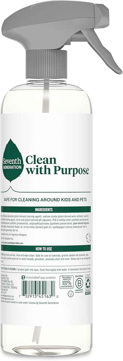 Seventh Generation All Purpose Cleaning Spray Surface Cleaner, Lemon Chamomile Scent, 23 oz, Pack of 4