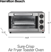 Hamilton Beach Sure-Crisp Air Fryer Toaster Oven Combo, Fits 9” Pizza, 4 Slice Capacity, Powerful Circulation, Auto Shutoff, Stainless Steel (31403)