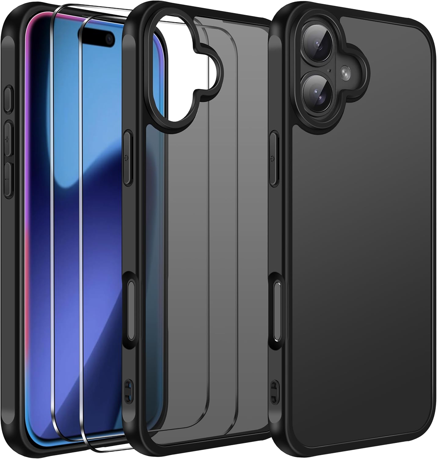 ivoler 3-in-1 Clear Case Designed for iPhone 17 Pro Max 6.9'' 2025 with 2 Pack Tempered Glass Screen Protector Full Camera Protection, Military Shockproof Hard Back Slim for 17 Pro Max Cover - Clear