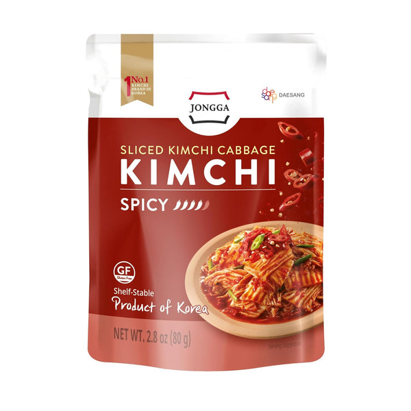 Spicy fermented kimchi napa cabbage in convenient pouches for ramen and stir-fries