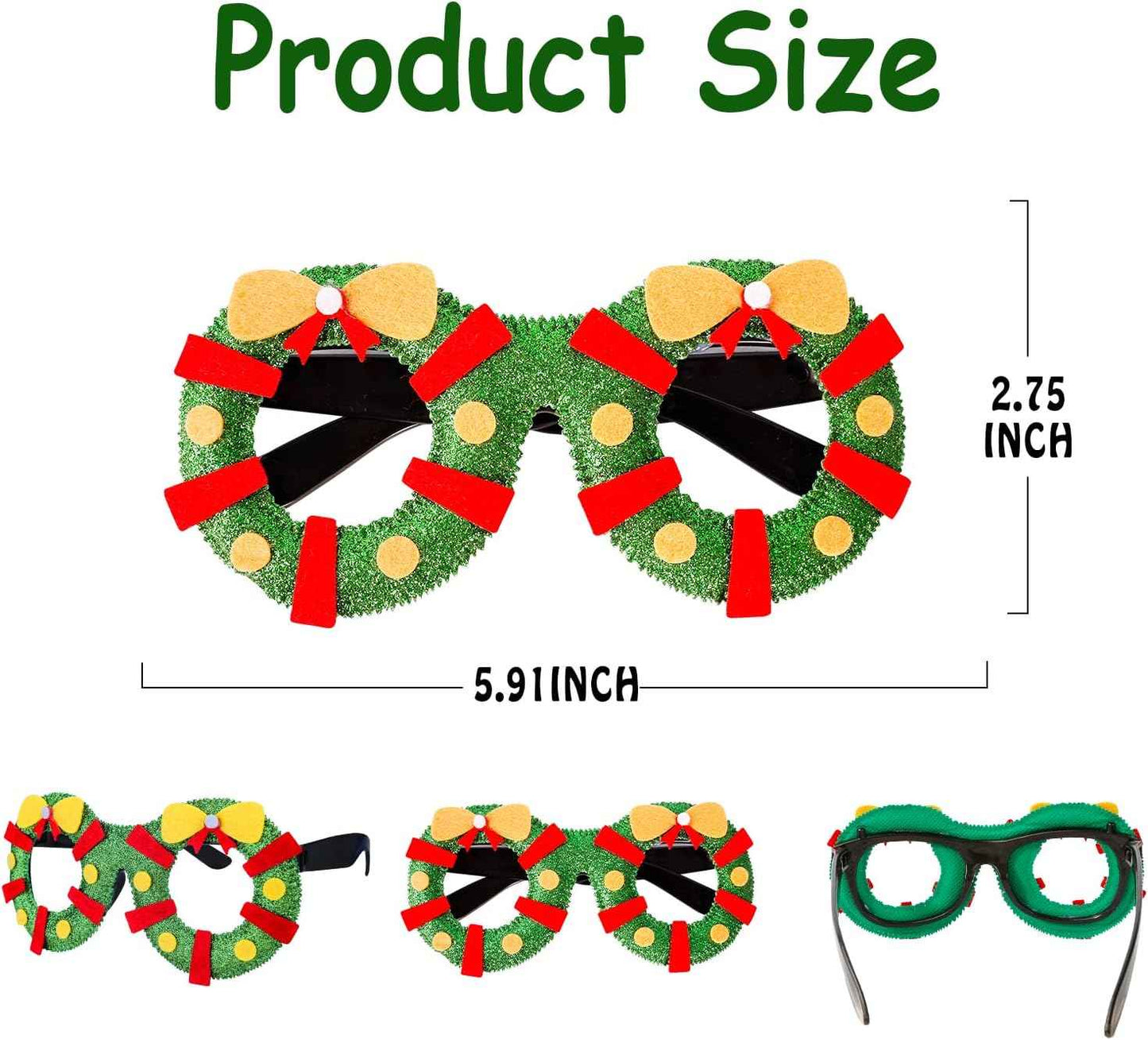 Max Fun 36 Pack Christmas Glitter Glasses, Holiday Eyeglasses Party Frames for Christmas Party Favors & Holiday Celebration Decorations, One Size Fits All