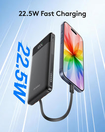Orfeika Portable Phone Charger, 10000mAh Portable Charger 22.5W Fast Charging Power Bank with Built-in Cables, Travel Essential Battery Pack Compatible with iPhone, Samsung, Google, iPads, etc